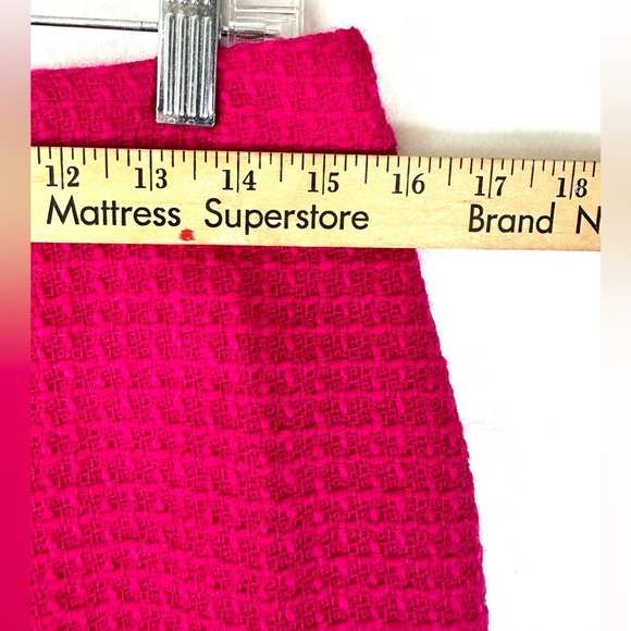 Louben Women Size 8 Fuchsia Pink Pure Virgin Wool Woven Pencil Skirt Zip Canada - Picture 4 of 10
